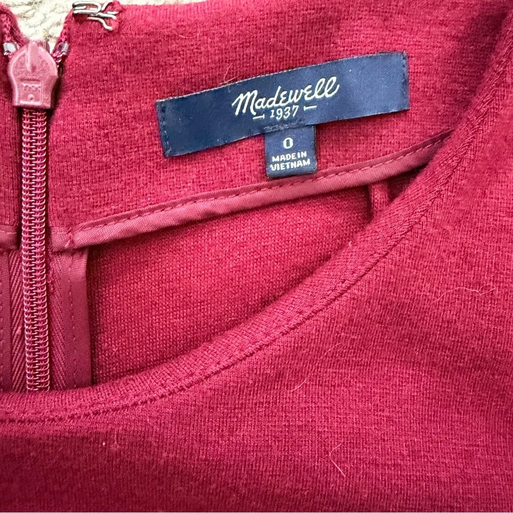 Madewell Gia Fit & Flare Dress Burgundy Wool Blend Sz 0 - Picture 5 of 6